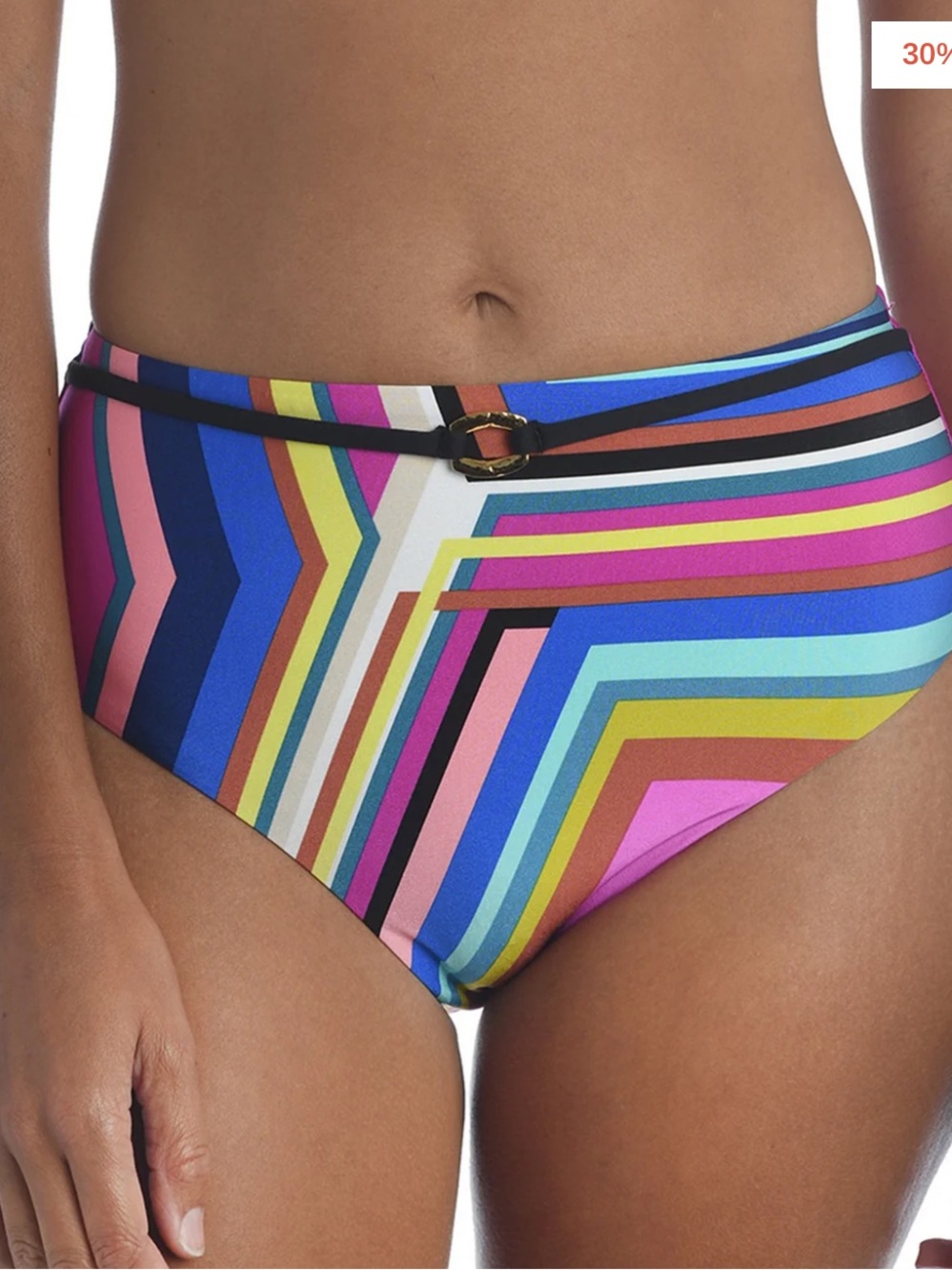 NWT Trina Turk Illusions Striped High Waist Bikini Bottoms Sz 10
